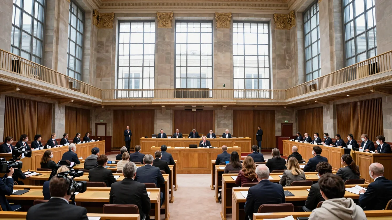Wide press view of the French National Assembly assembly hall dur